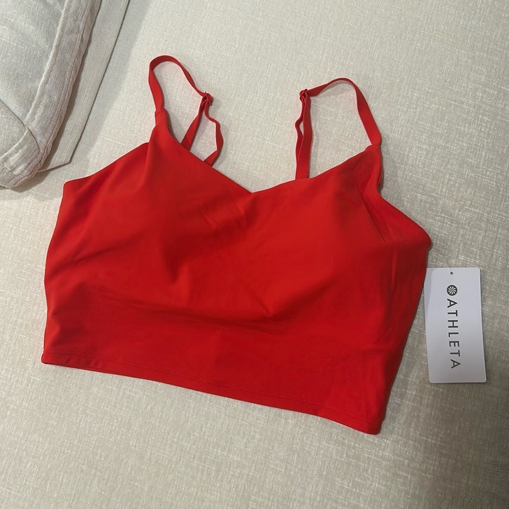 Athleta Cardinal color Elation V-neck Longline Bra